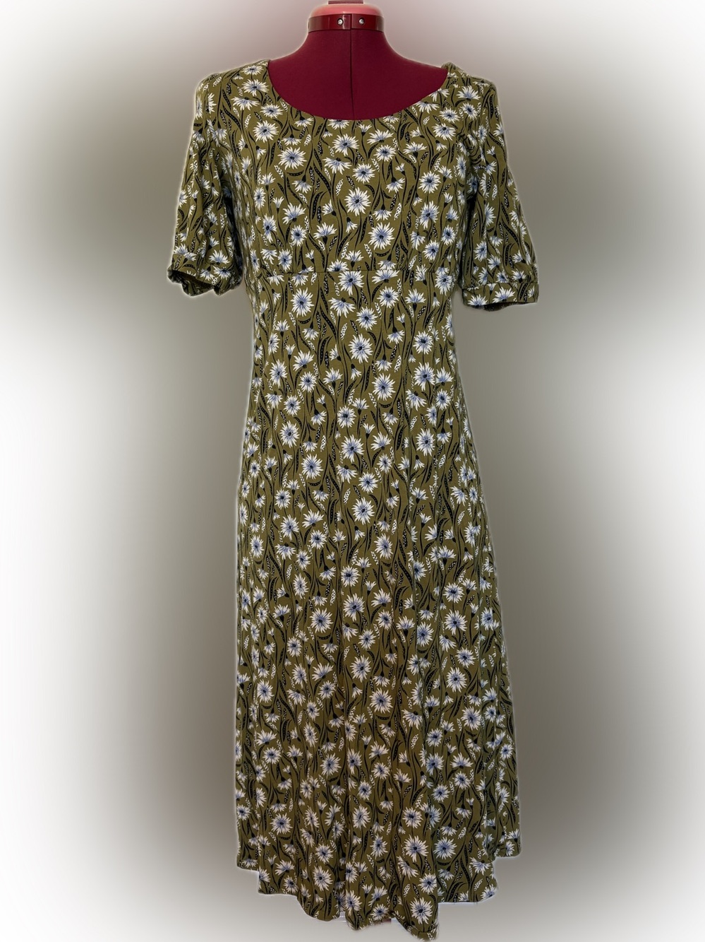 Seasalt Cornwall Wennili Jersey Midi Dress Olive Green Daisy Bamboo Blend